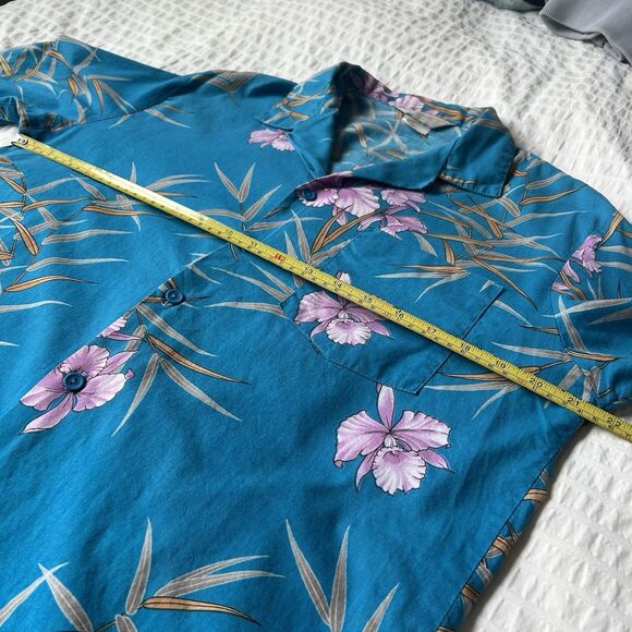 VTG Fast Breakers Cotton Hawaiian Shirt Irises Mens Large Resort Wear USA Made - Picture 8 of 15